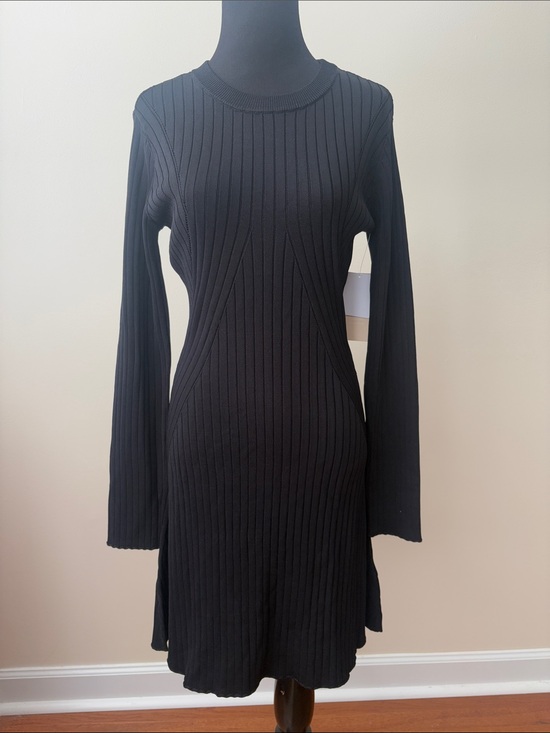 JustFab Dresses & Skirts - Just Fab Black Ribbed Long-Sleeve Knit Dress